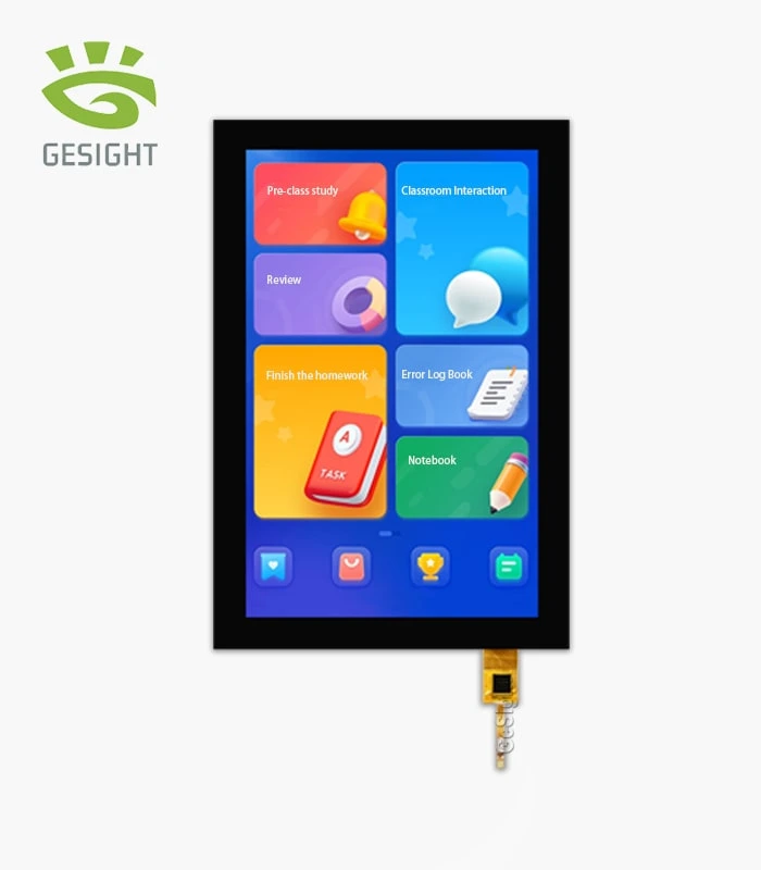 GL10PHDM800 10.1-inch 800x1280 MIPI TFT LCD front view with screen on and FPC tail