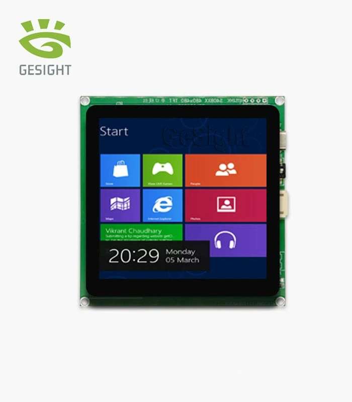 4.0-inch 480×480 square TFT-LCD module mounted on board, front view