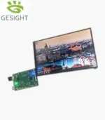 PL801WXGAM 8-inch 800×1280 MIPI TFT LCD module connected to a driver board and showing a demo image.