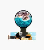 Front view of a 1.2-inch 390x390 circular AMOLED display module on a white background.