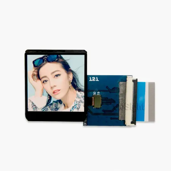 square AMOLED display front view, FPC board