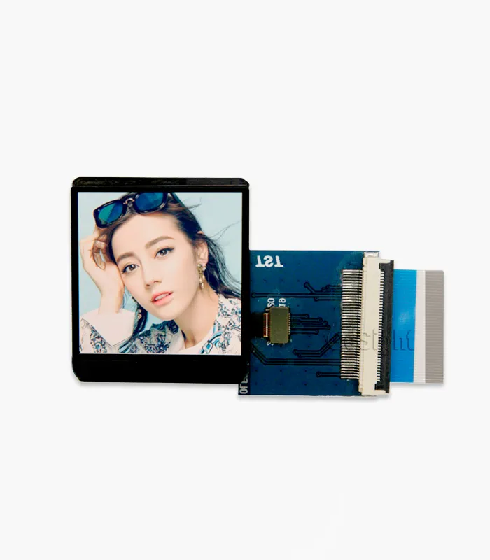 square AMOLED display front view, FPC board