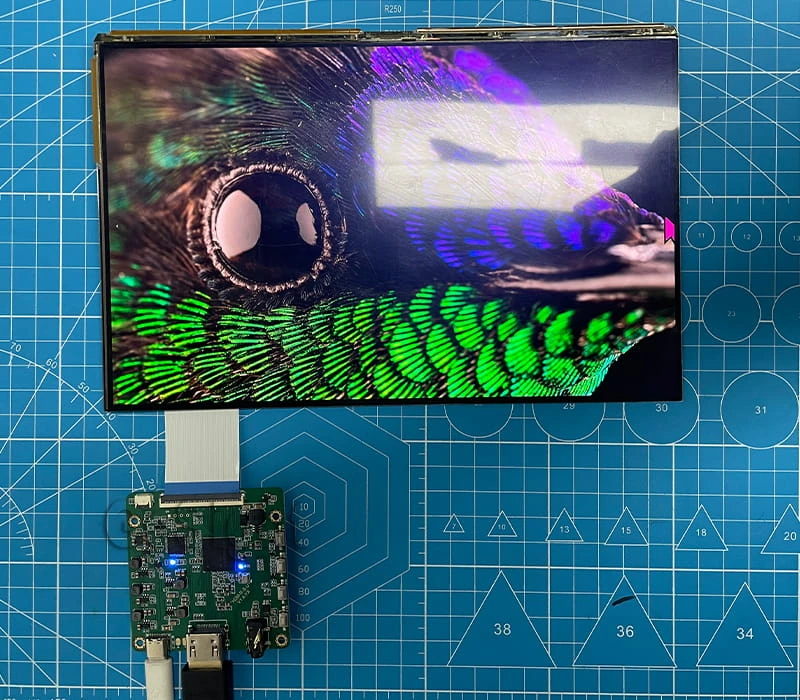 AMOLED touch display HDMI board demo test setup