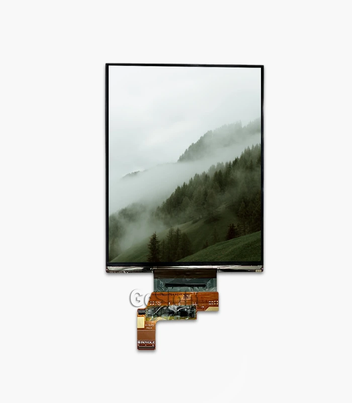 AMOLED touch display panel, FPC flex cable, front view, slim module