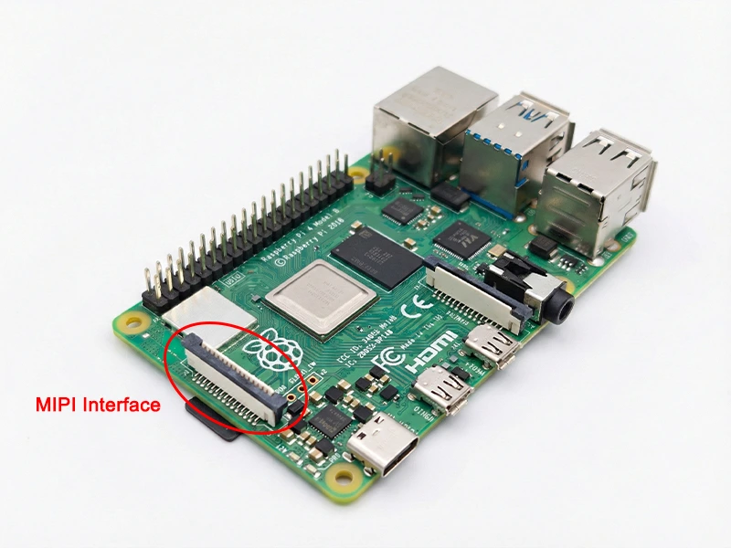 Close-up of a controller board showing a MIPI interface connector highlighted for MIPI display integration.